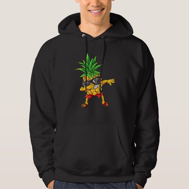 Dabbing Pineapple Sunglasses Aloha Beacher Hawaii Hoodie (Framsida)