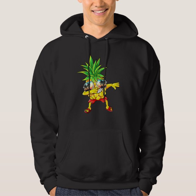 Dabbing Pineapple Sunglasses Aloha Beacher Hawaii Hoodie (Framsida)