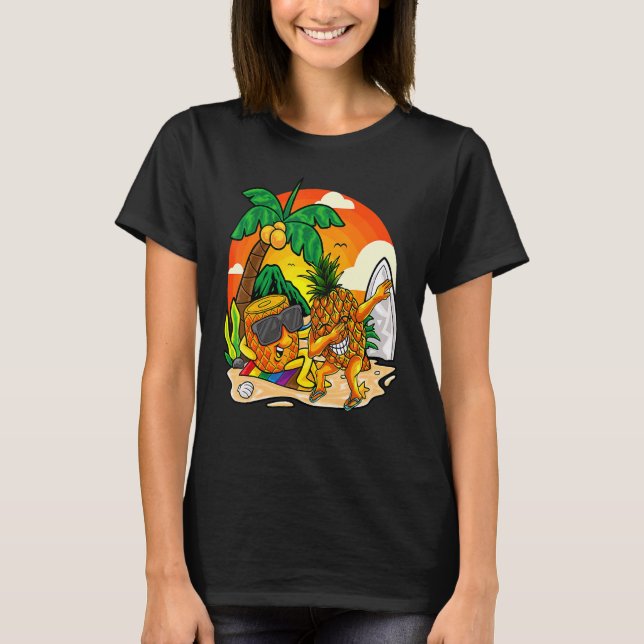 Dabbing Pineapple Sunglasses Aloha Beacher Hawaii T Shirt (Framsida)