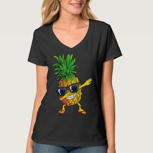 Dabbing Pineapple Sunglasses Aloha Beacher Hawaii T Shirt (Framsida)