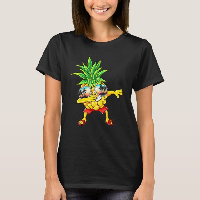 Dabbing Pineapple Sunglasses Aloha Beacher Hawaii T Shirt (Framsida)