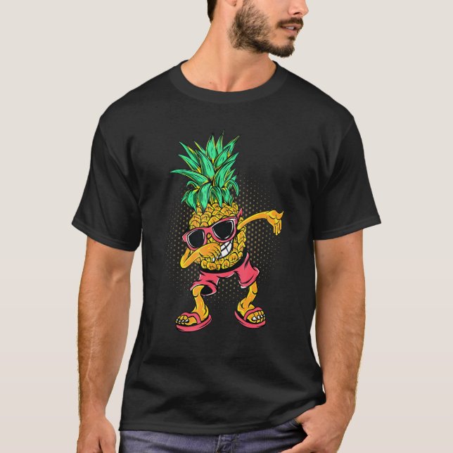 Dabbing Pineapple Sunglasses Aloha Beacher Hawaii T Shirt (Framsida)