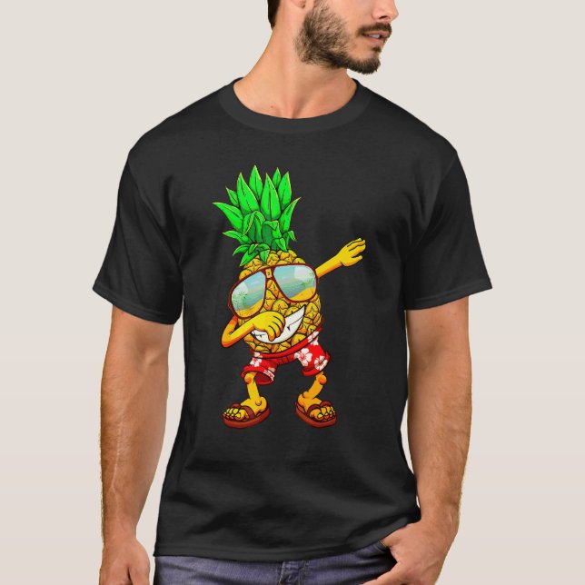 Dabbing Pineapple Sunglasses Aloha Beacher Hawaii T Shirt (Framsida)