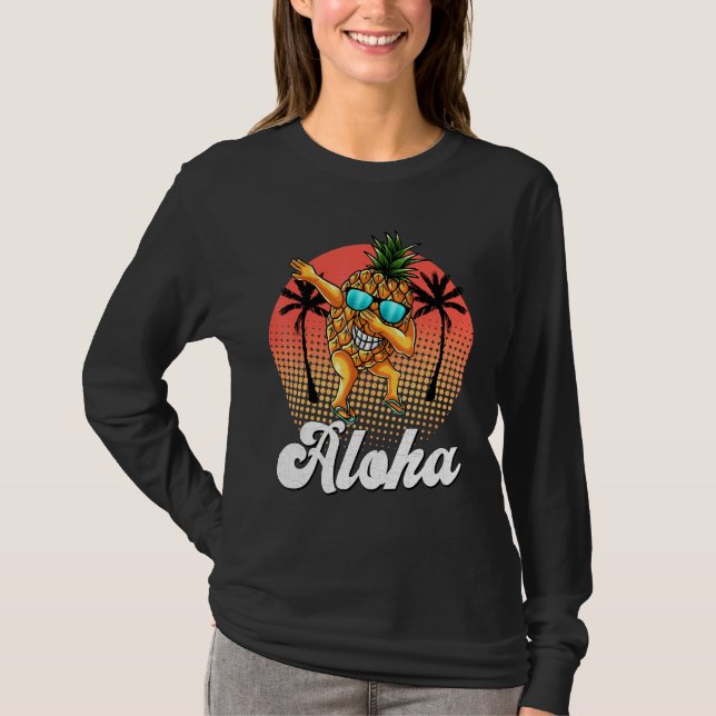 Dabbing Pineapple Sunglasses Aloha Hawaii Summer P T Shirt (Framsida)