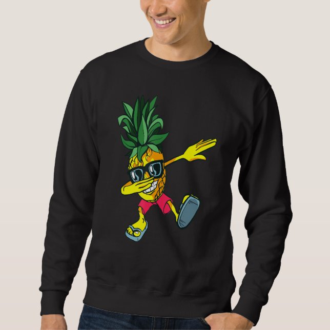 Dabbing Pineapple Sunglasses Funny Pineapple Summe Lång Ärmad Tröja (Framsida)