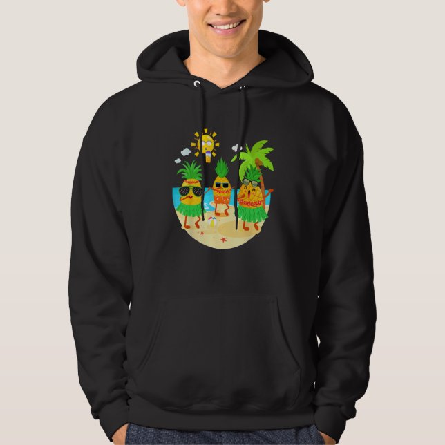 Dabbing Pineapple Sunglasses Hawaii Beach Palm Tre Hoodie (Framsida)