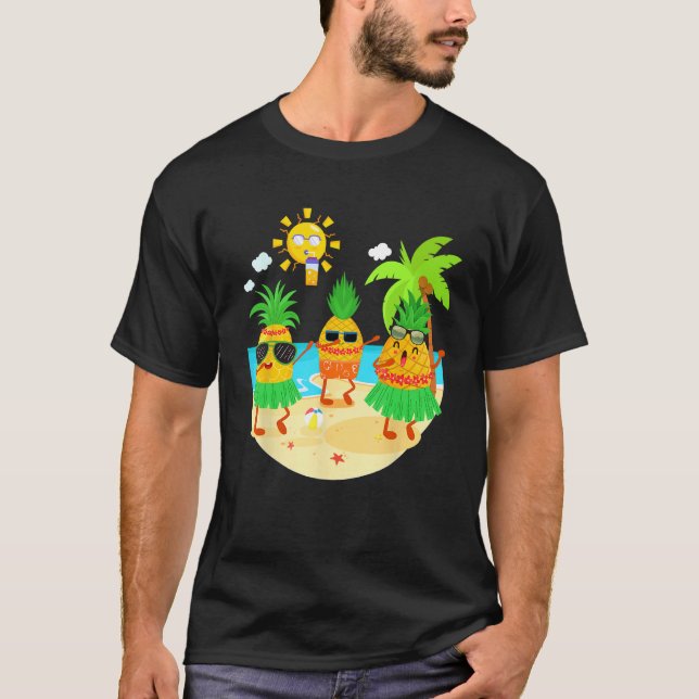 Dabbing Pineapple Sunglasses Hawaii Beach Palm Tre T Shirt (Framsida)