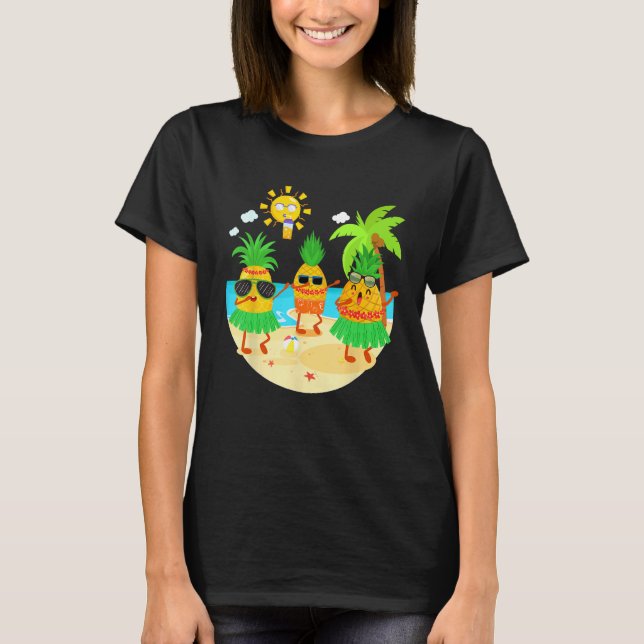 Dabbing Pineapple Sunglasses Hawaii Beach Palm Tre T Shirt (Framsida)
