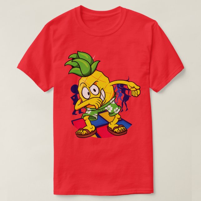 Dabbing Pineapple Tropical Fruit Dancing Vegan T Shirt (Design framsida)