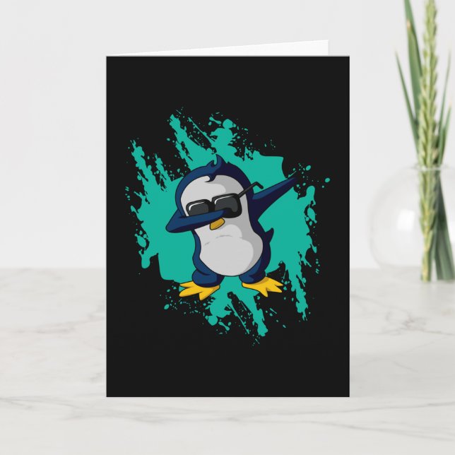 Dabbing Pinguin Dab Kall Ice Funny Gift Idea Coola Kort (Framsida)