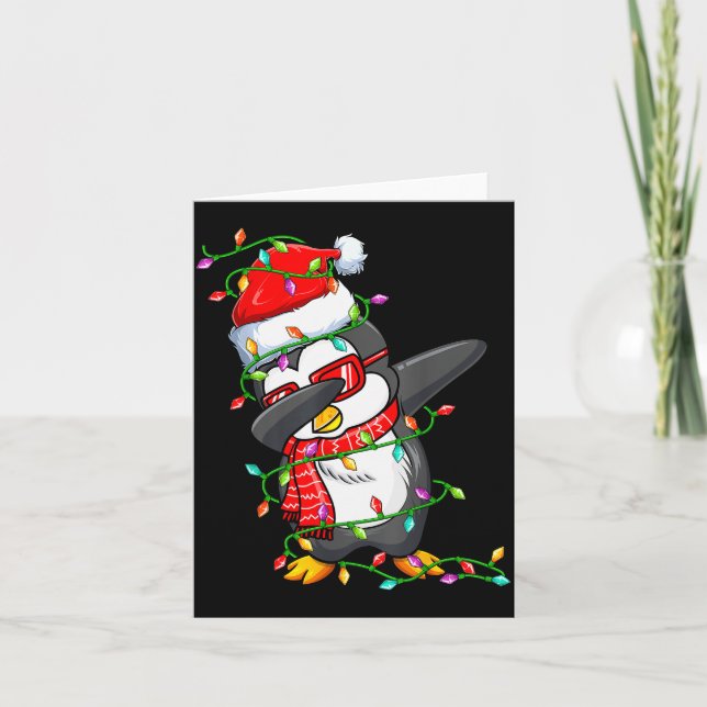 Dabbing Pingvin som bär Santa Hatt - Pingvin Älska Kort (Framsida)