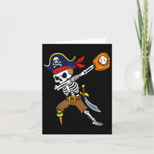 Dabbing Pirat Skeleton Baseball Funny Halloween Kort