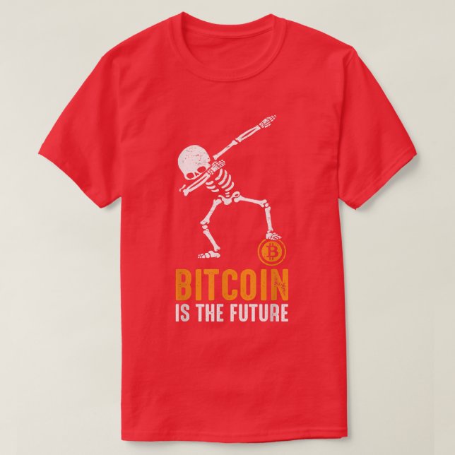Dabbing Pirat Skeleton Bitcoin är den framtida kry T Shirt (Design framsida)