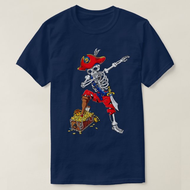 Dabbing Pirat Skeleton Dab Kids Halloween Costume T Shirt (Design framsida)