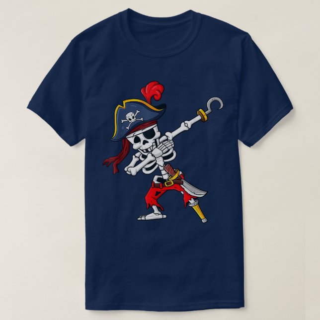 Dabbing Pirat Skeleton Funny Halloween 2022 T Shirt (Design framsida)