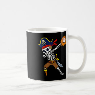 Dabbing Pirat Skelett Baseboll Rolig Halloween Kaffemugg