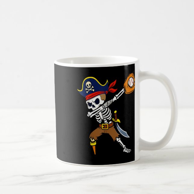 Dabbing Pirat Skelett Baseboll Rolig Halloween  Kaffemugg (Höger)