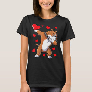 Dabbing Pit Bull Heart Valentines day Boys Kids Me T Shirt