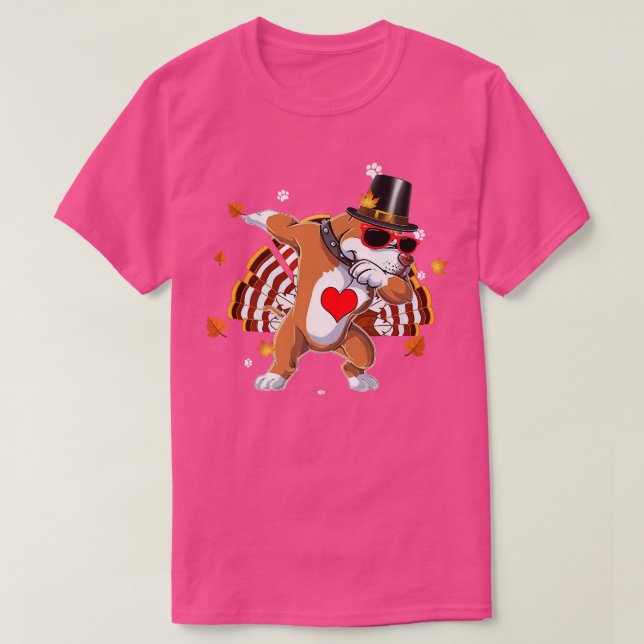 Dabbing Pit Bull Thanksgiving Day Hund Pilgrim Boy T Shirt (Design framsida)