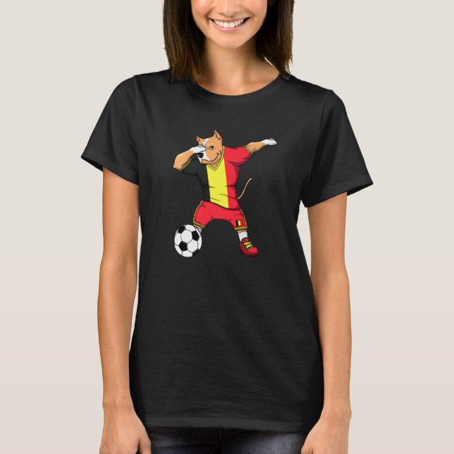 Dabbing Pitbull Belgium Soccer Fläkt Jersey Belgiu T Shirt (Framsida)