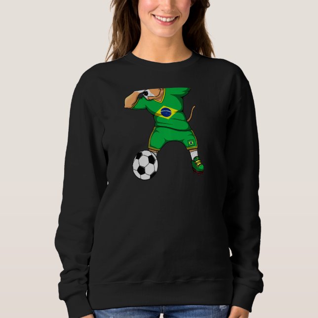 Dabbing Pitbull Brasilien Fotbollsfans Tröja Brasi (Framsida)