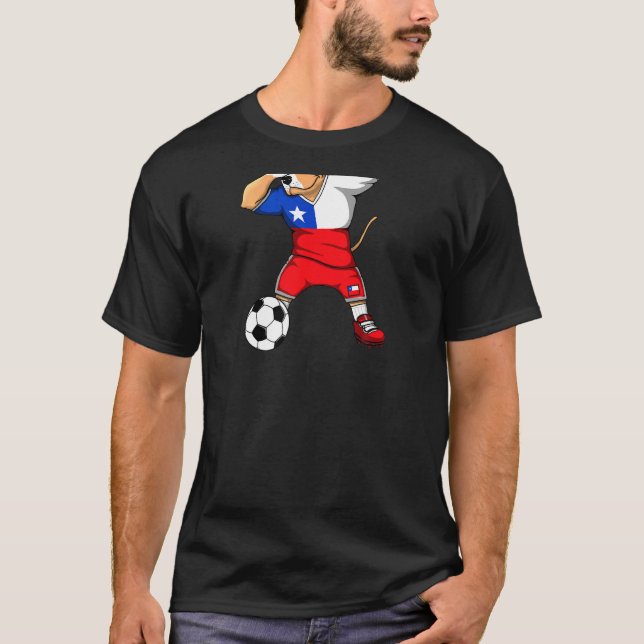 Dabbing Pitbull Chile Fotbollströja Chilenska Fotb T Shirt (Framsida)