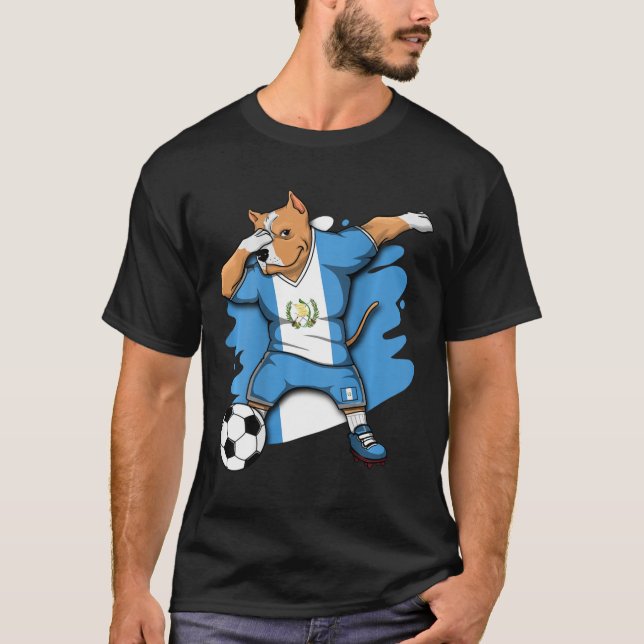 Dabbing Pitbull Guatemala Fotboll Älskare Tröja Fo (Framsida)