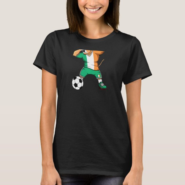 Dabbing Pitbull Irland Fotbollströja Irländsk Fotb T Shirt (Framsida)
