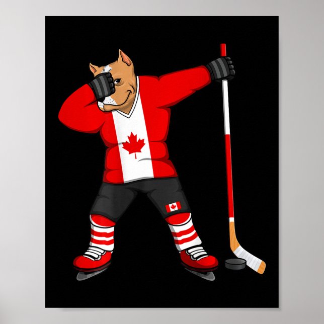 Dabbing Pitbull Kanada Ishockeyälskare Tröja Vinn Poster (Framsidan)