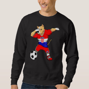 Dabbing Pitbull Kroatien Ocer Fläkt Jersey Kroatie Lång Ärmad Tröja