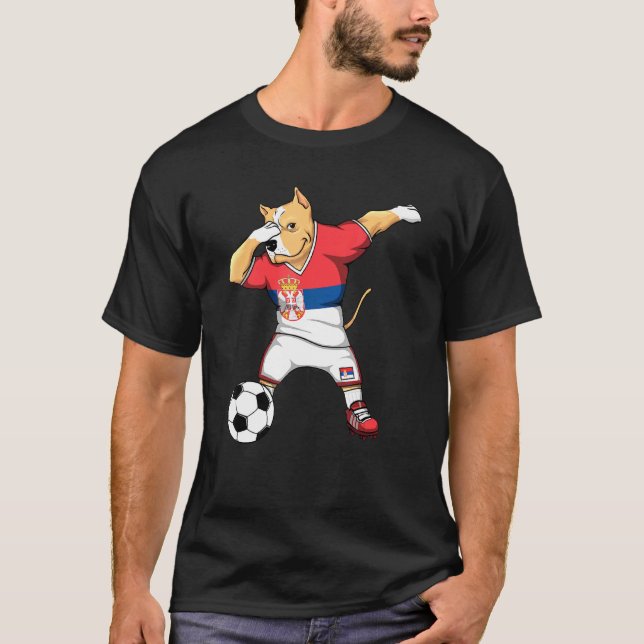 Dabbing Pitbull Serbiska ockern Fläkt Jersey Serbi T Shirt (Framsida)