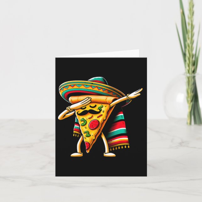 Dabbing Pizza Fiesta Cinco De Mayo Mexican Funny P Kort (Framsida)
