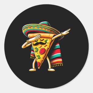 Dabbing Pizza Fiesta Cinco De Mayo Mexican Funny P Runt Klistermärke