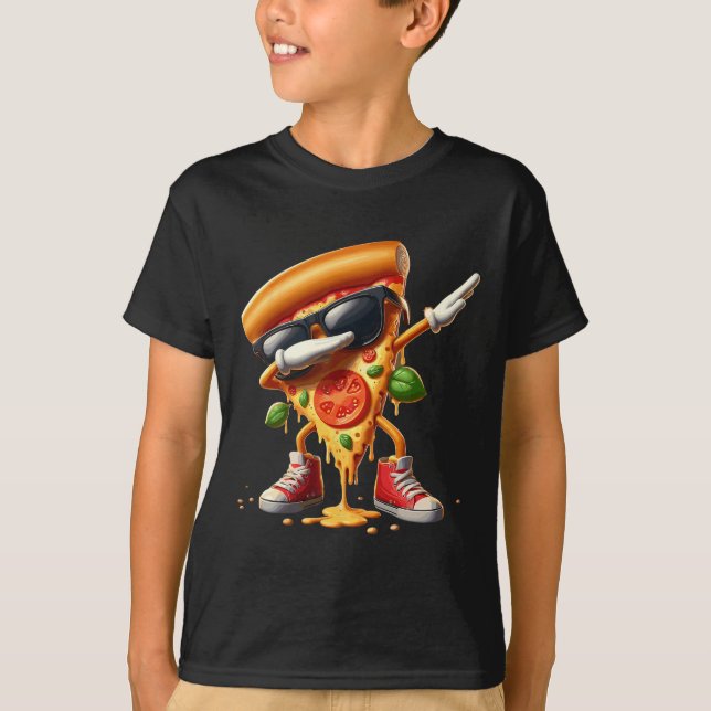 Dabbing Pizza Slice Dancing Pizza Älskare Boy Funn T Shirt (Framsida)