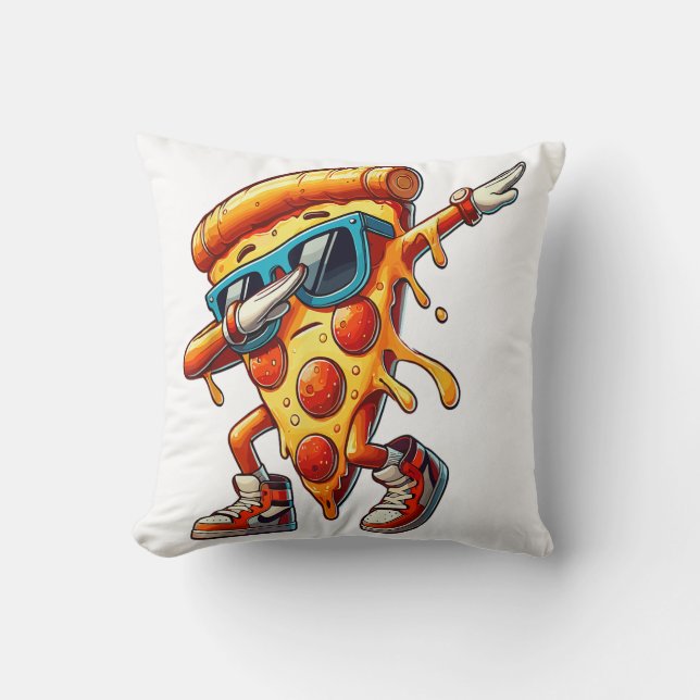 Dabbing Pizza Slice Roligt Graphic Tee for Food Äl Kudde (Framsida)