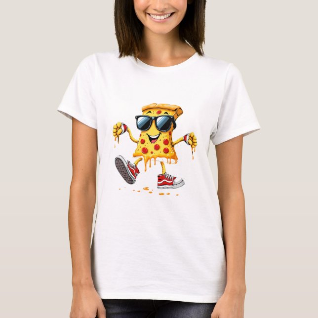 Dabbing Pizza Slice T-Shirt (Framsida)