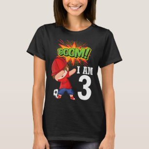 Dabbing Play Soccer Boom jag är 3 år gammal Lyckli T Shirt