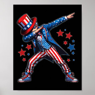 Dabbing Pojke 4:e Juli Amerikansk Flagga Usa Pojka Poster