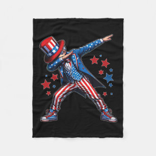 Dabbing Pojke 4 Juli Amerikansk Flagga Usa Pojkar Fleecefilt