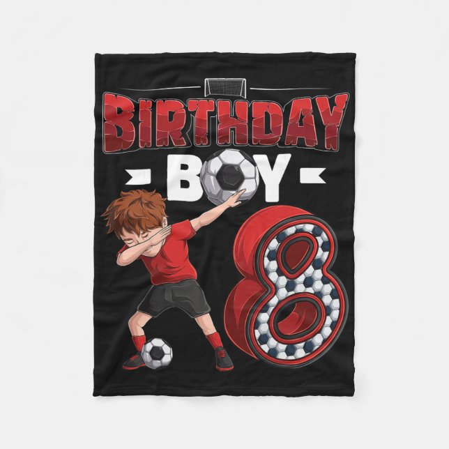 Dabbing-pojke 8-årig fotbollsspelare 8-årsdag  fleecefilt (Framsidan)