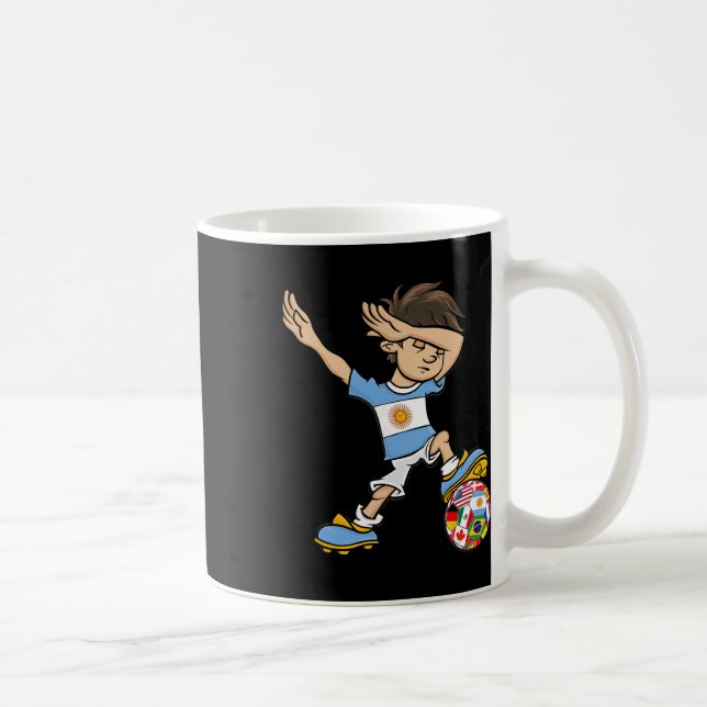 Dabbing Pojke Argentina Fotbollströja Nationalflag Kaffemugg (Höger)