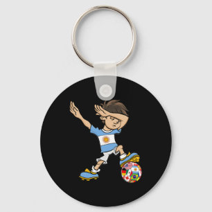Dabbing Pojke Argentina Fotbollströja Nationalflag Nyckelring