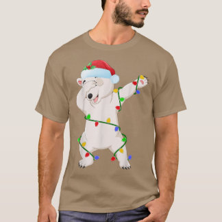 Dabbing Polar Bear Julafton Ljus Funny Polar Bear  T Shirt