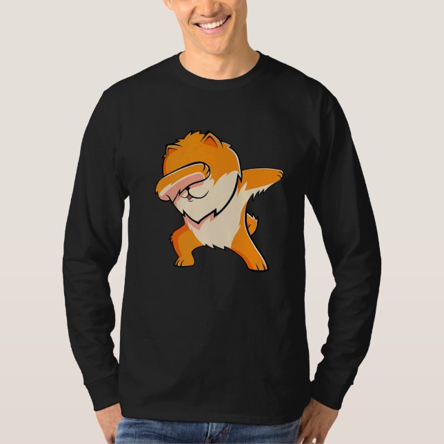 Dabbing Pommanian Hund Dab Dance T Shirt (Framsida)