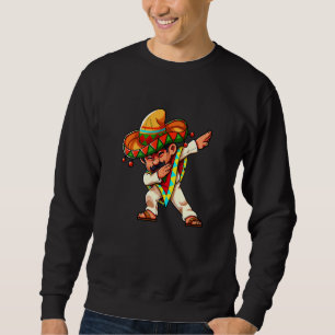 Dabbing Poncho Cinco De Mayo Mexican Sombrero Fest Lång Ärmad Tröja