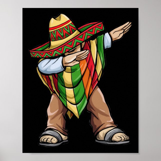 Dabbing Poncho Cinco De Mayo Mexican Sombrero Fest Poster (Framsidan)
