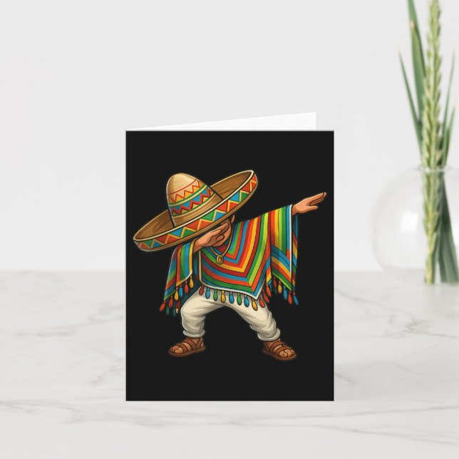 Dabbing Poncho Mexican Boy Dab Cinco De Mayo Sombr Kort (Framsida)