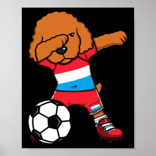 Dabbing Poodle Hund Luxemburg Fotbollsfans Tröja F Poster