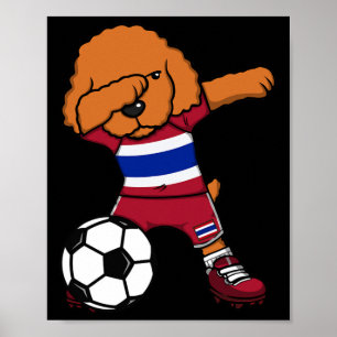 Dabbing Poodle Hund Thailand Fotboll Fan Jersey Fo Poster