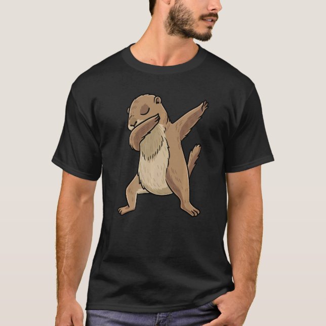 Dabbing Prairie Hund Rodent T Shirt (Framsida)